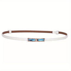 Crystal Decor Bright Belt Adjustable Thin Waist Belt For Women