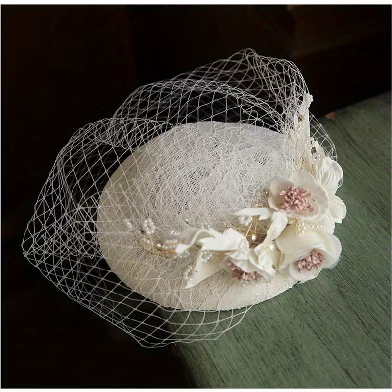 French Style Fascinator Hat Mesh Flower Beret Women