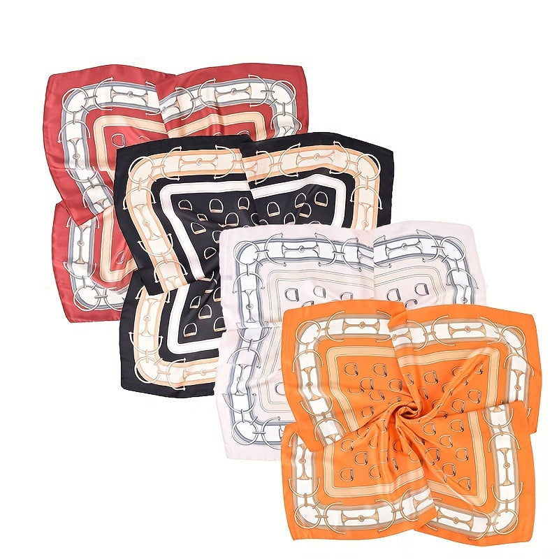 Vintage Chain Print Bandana Silk Square Scarf Shawl Neckerchief