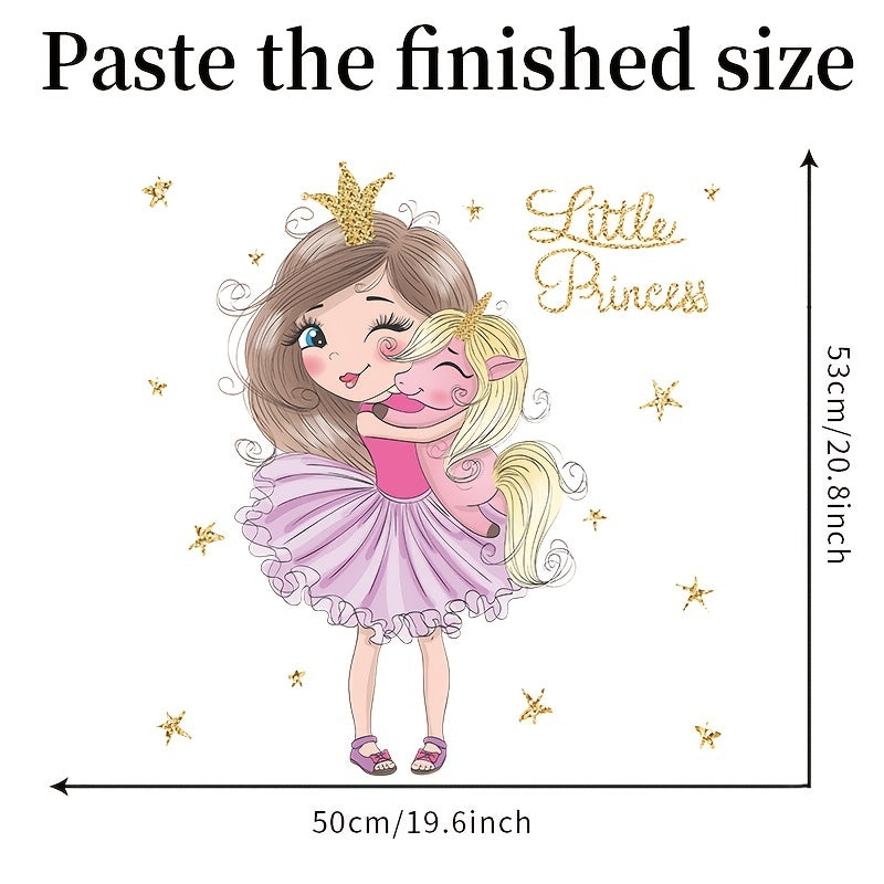 Girl & Unicorn Wall Sticker Self Adhesive Little Princess Peel & Stick Decor