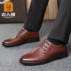 LAORENTOU Men's Leather Dress Shoes Non Slip Lace up Formal Shoes