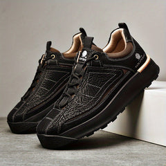 Men's Leather Platform Sneakers Soft Sole Walking Shoes