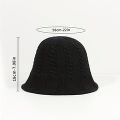 Ribbed Knitted Bucket Hat Solid Basin Hat Casual Sunscreen Travel Beach Hat
