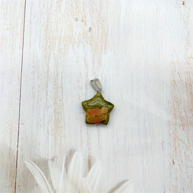 Natural Crystal Star Pendant Healing Gemstone Men