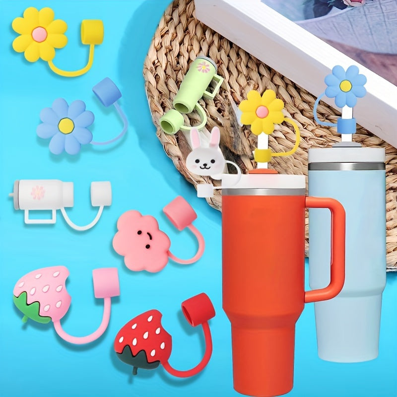 8pcs Cartoon Straw Tip Covers for 10mm Straw Cup Accessories