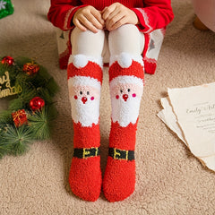 Christmas Print Socks Warm & Fuzzy Women's Stockings
