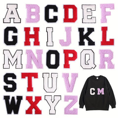 26pcs Snow Neil Iron On Letter Patches Sew On Embroidered Stickers