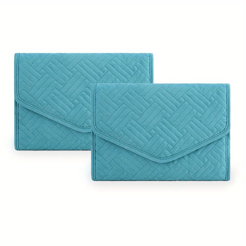 Foldable Solid Faux Suede Jewelry Bag Large Capacity Travel Portable Jewelry Sto