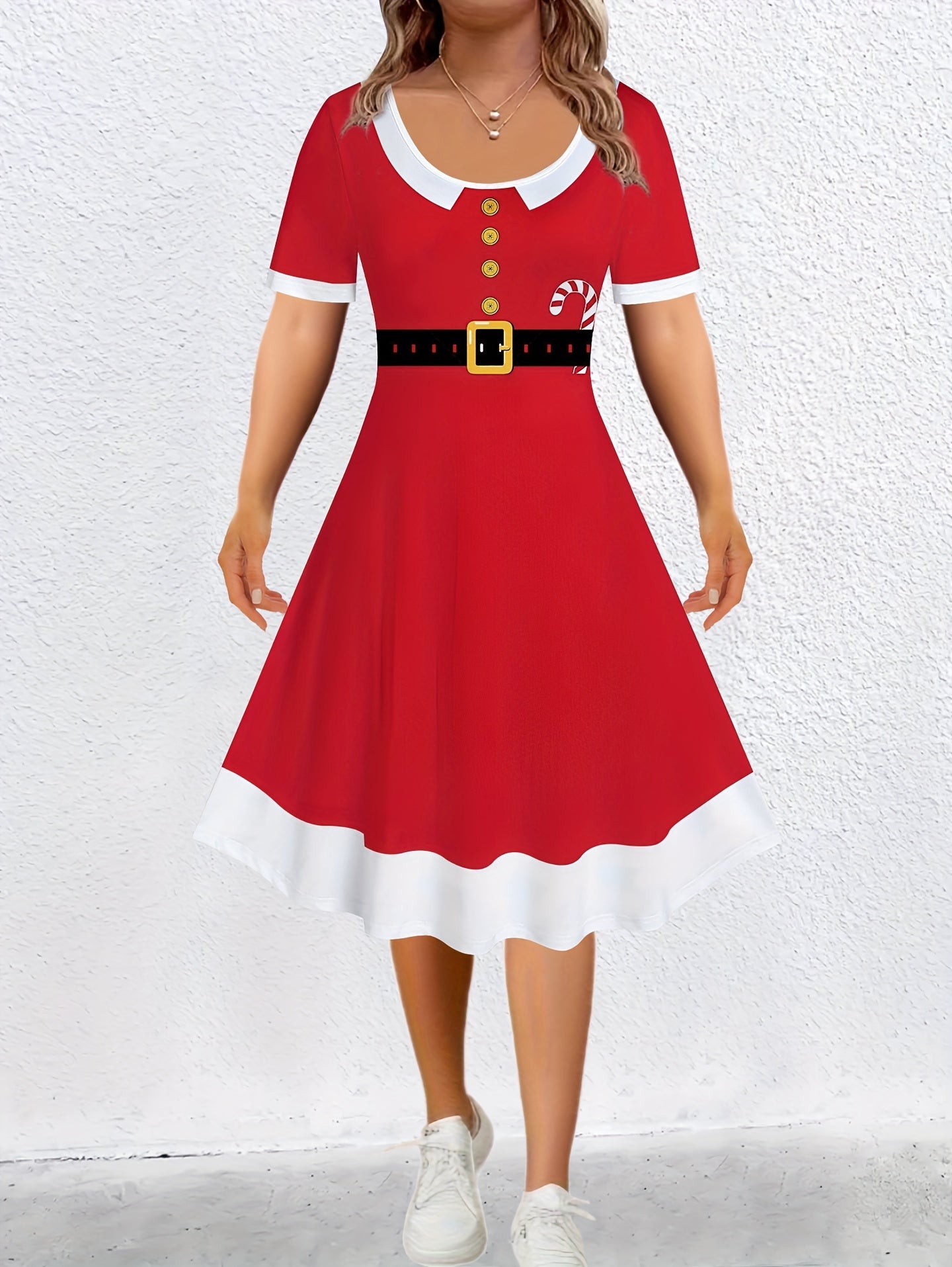  Christmas Casual Dress Women's Plus Graphic Print