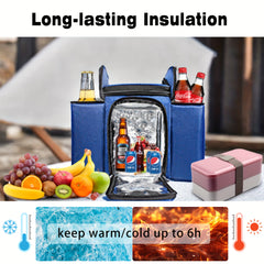 Navy Insulated Cooler Bag Large Capacity Foldable Reusable Soft Oxford Fabric