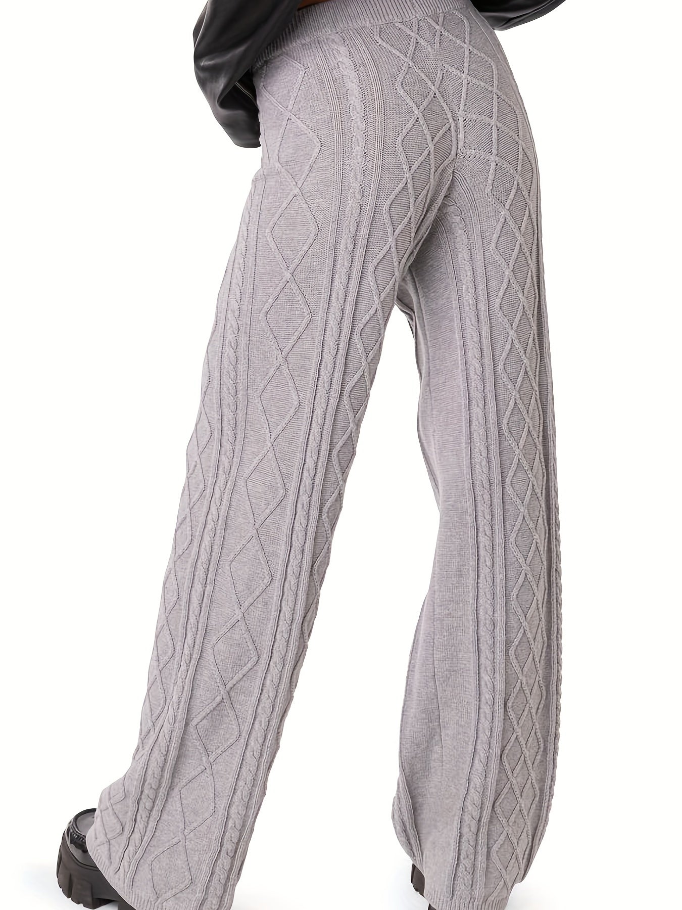 Street Style Sweater Pants Elastic Drawstring High Rise