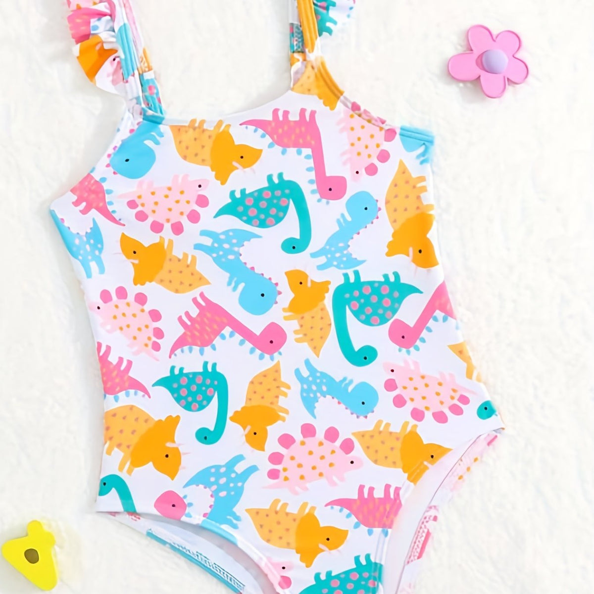 Baby Girls Dinosaur One-piece Swimsuit for Summer Vacations