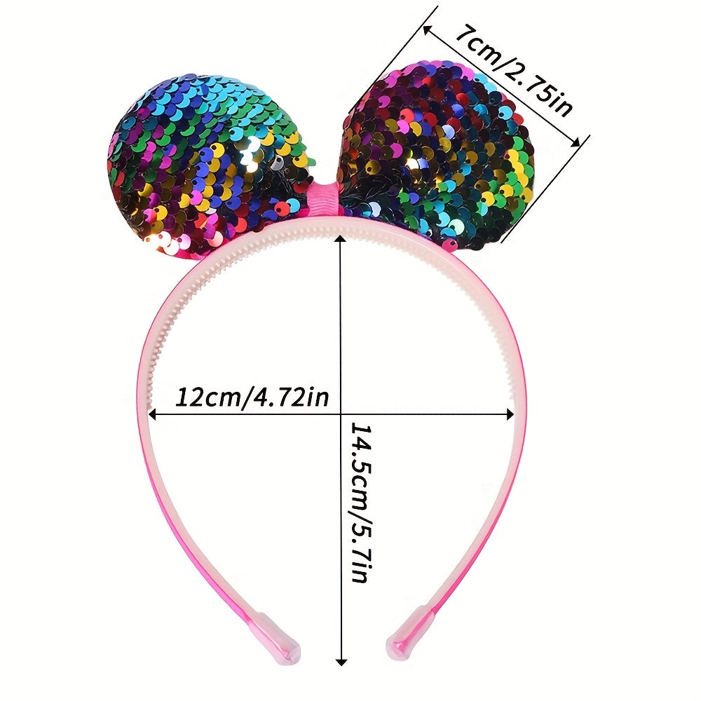 Sequin Animal Ears Headband Glitter Headdress for Women Girls Toddlers