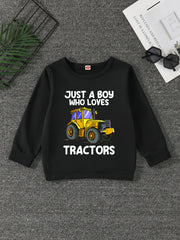 TRACTOR BOY Letter Print Boys Sweatshirt Long Sleeve Crew Neck Tops