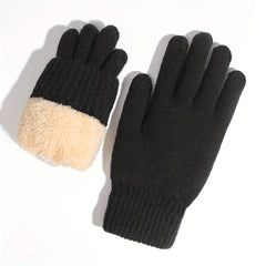 Double Layered Plush Knitted Touch Screen Gloves for Parties & Activities