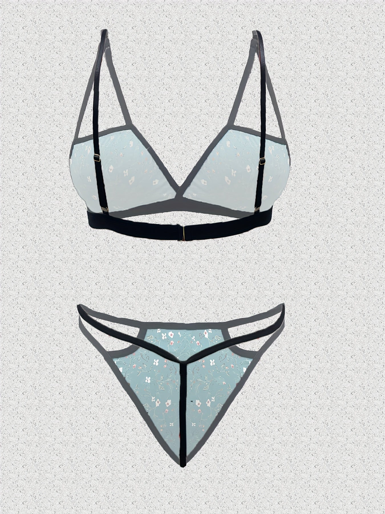  Floral Cut Out Bikini Bra & Panty Lingerie Set