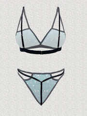  Floral Cut Out Bikini Bra & Panty Lingerie Set