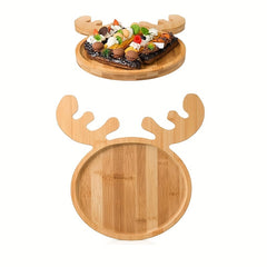 Elk Bamboo Serving Tray Dish Wooden Snack Platters Christmas Deco
