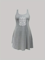  Casual Nightdress Women's Plus Letter Graphic Print Tank Dress