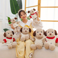 Stray Dog Plush Toy Brown & Beige Outfit Red Bow Tie