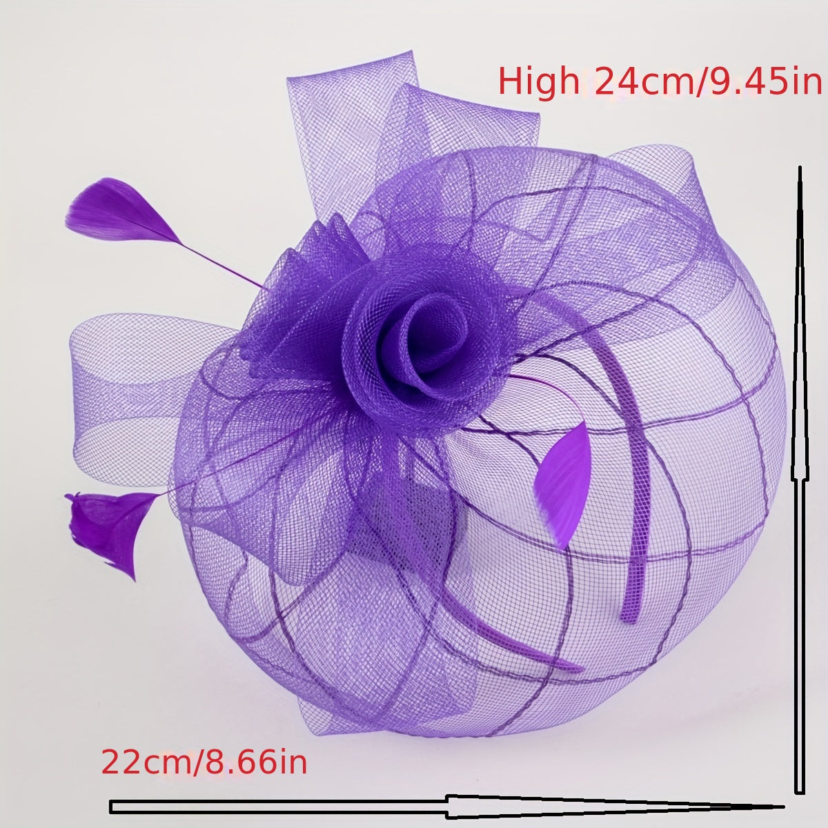 Women's Feather Headband Veil for Horse Race Derby Hat Wedding Cocktail Party