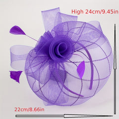 Women's Feather Headband Veil for Horse Race Derby Hat Wedding Cocktail Party