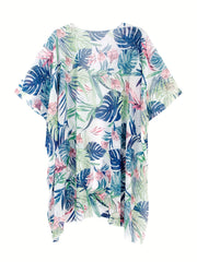  Tropical Print Kimono Cover Up