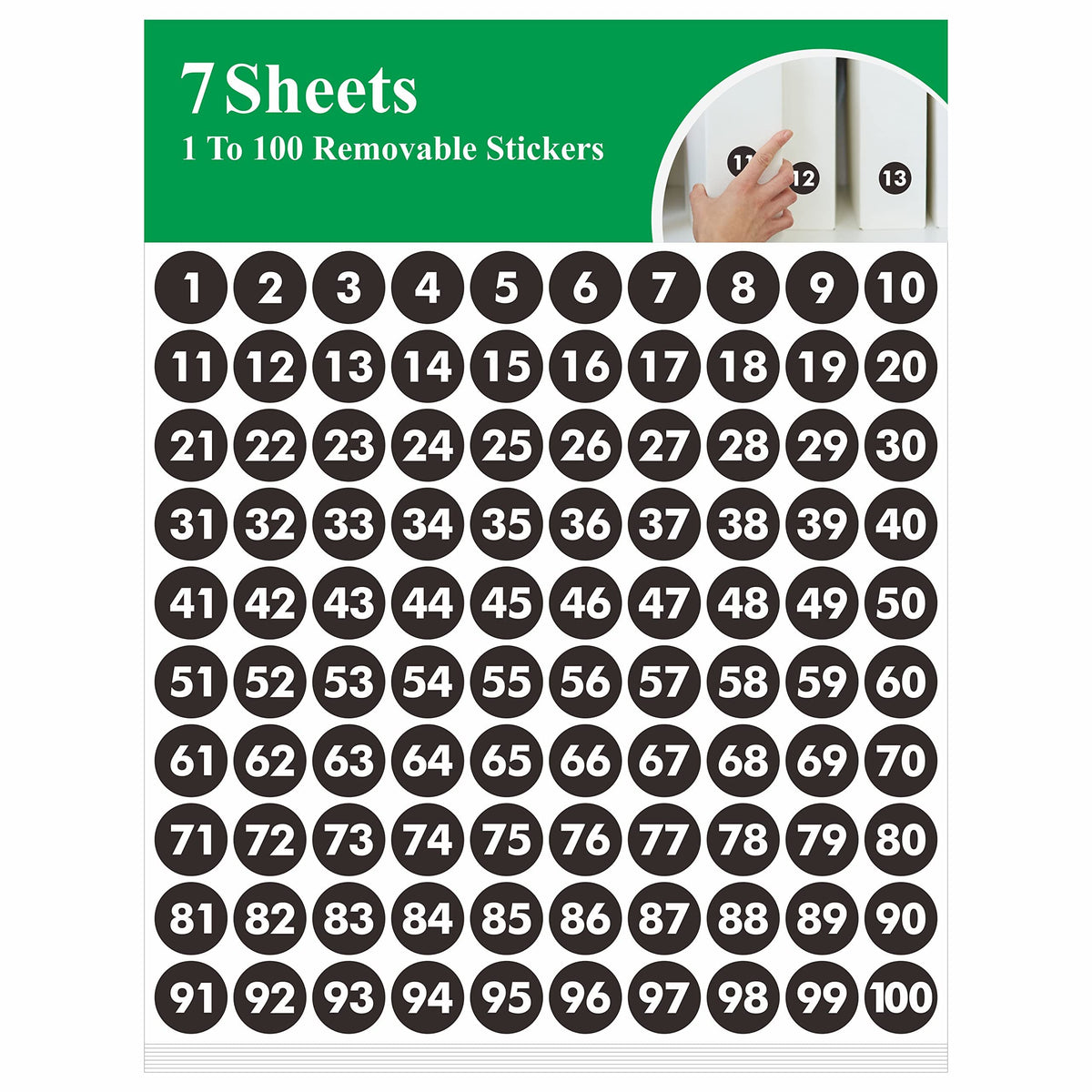 700pcs Round Number Sticker 1-100 Self Adhesive Dot Number Labels