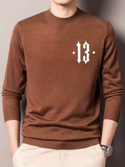 Men's Crew Neck Sweater Casual Warm Mid Stretch Knit Pullover for Fall Winter