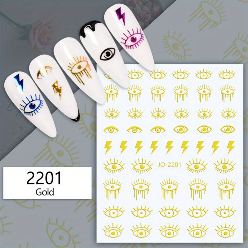 3D Evil Eye Nail Art Stickers Self Adhesive Decals for Manicure