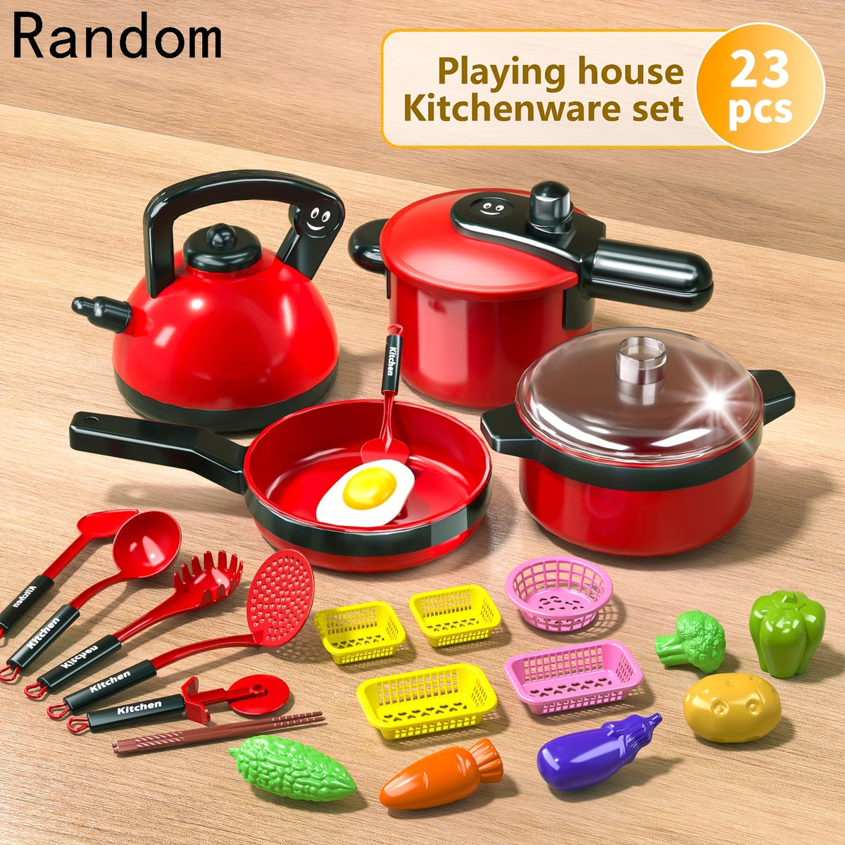Kids Mini Kitchen Pretend Play Set with Realistic Food and Vegetable Toys