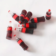 10pcs Mini Cola Bottle Resin Pendants Red & Clear Two Tone High Durable