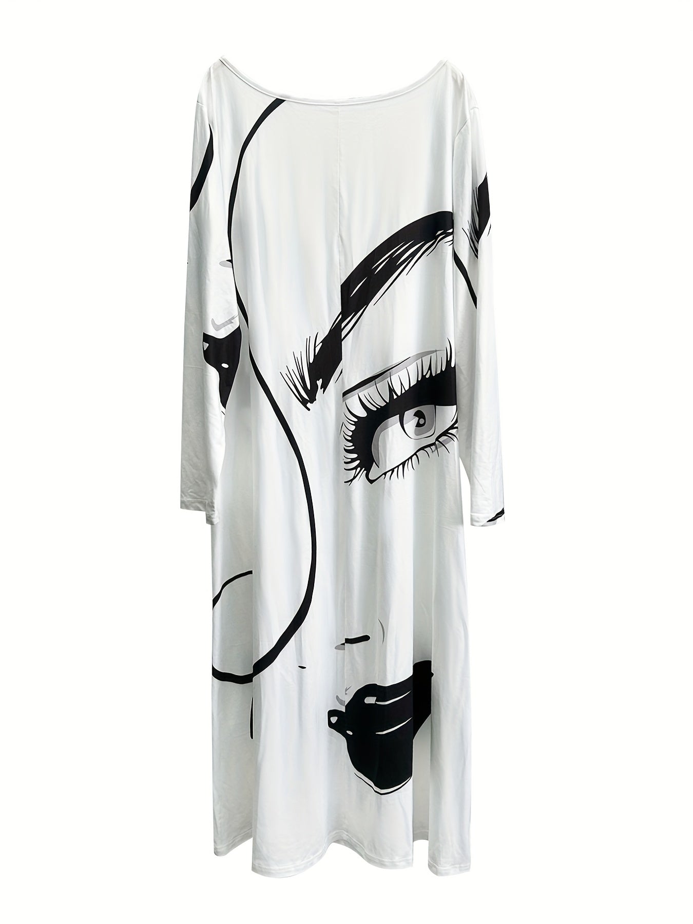  Women's Figure Print Long Sleeve Maxi Dress