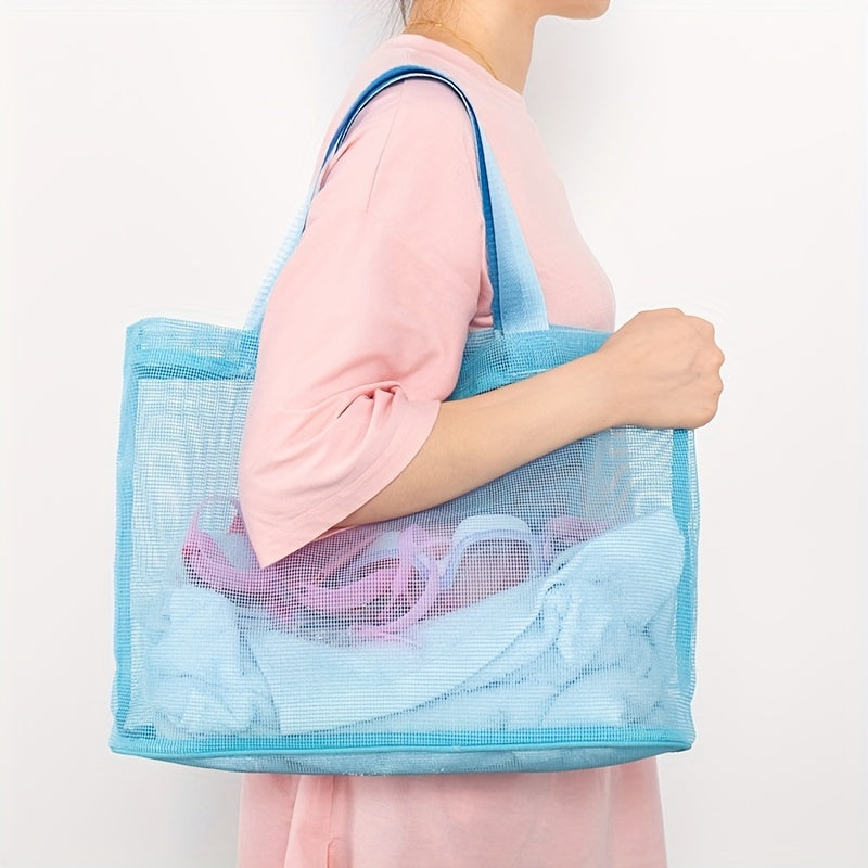 Cartoon Mesh Beach Bag Handbag Portable Toiletry Storage Bag
