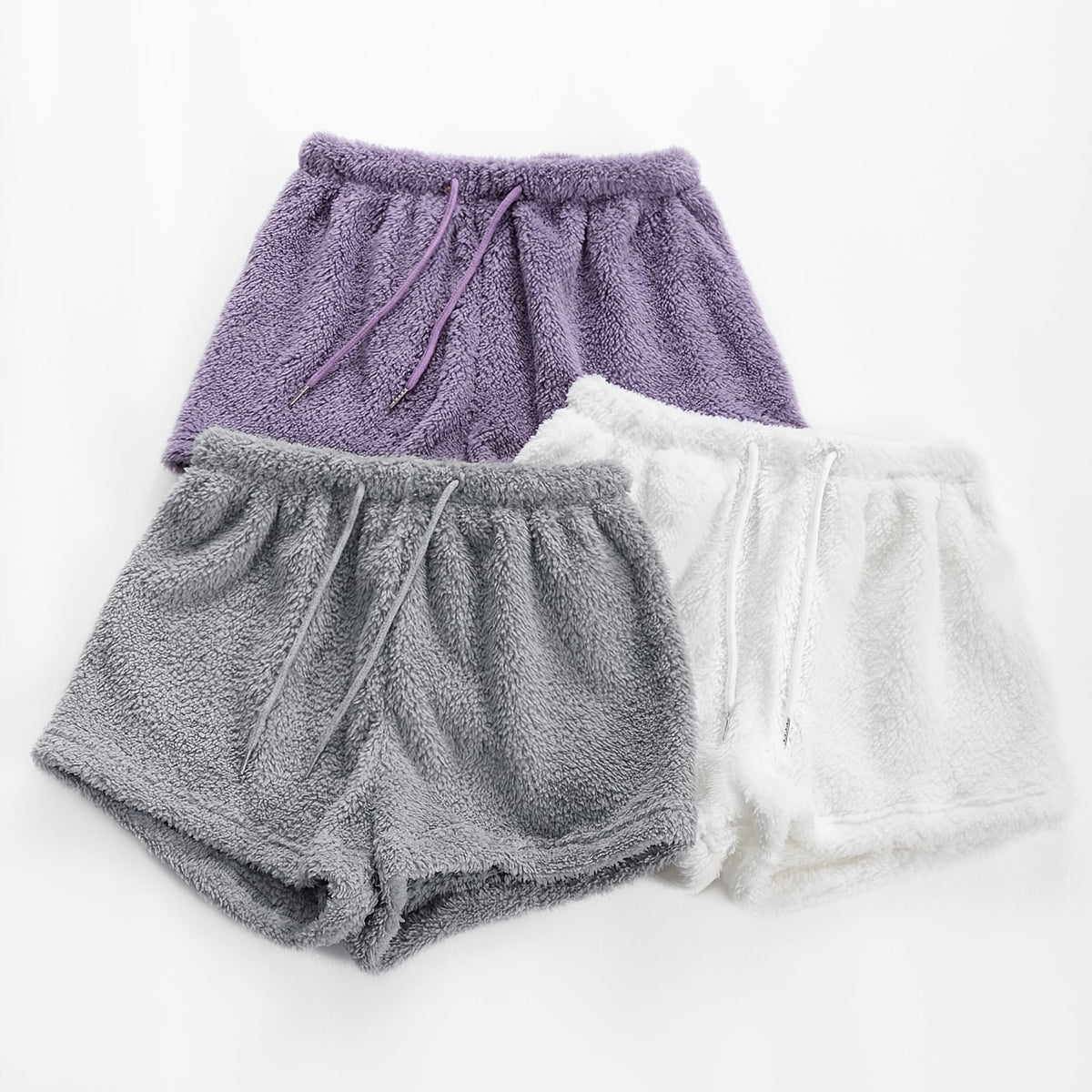 Cozy Fuzzy Drawstring Sleep Shorts for Women