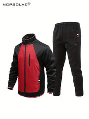 Men's Sports Suit Stand Collar Zip Up Jacket & Shorts