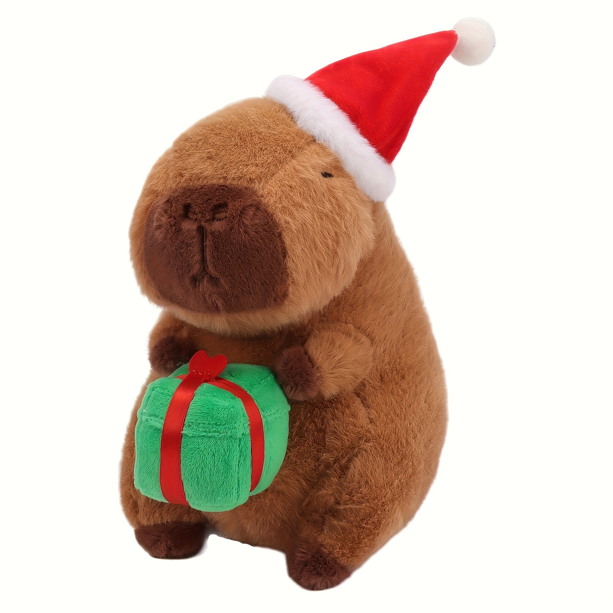66in Christmas Capybara Plush Toy with Santa Hat, Gift Simulation Anime Doll