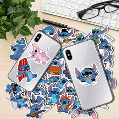 100pcs Stitch Stickers Waterproof Cartoon Decals Pink Designs Stitch Text