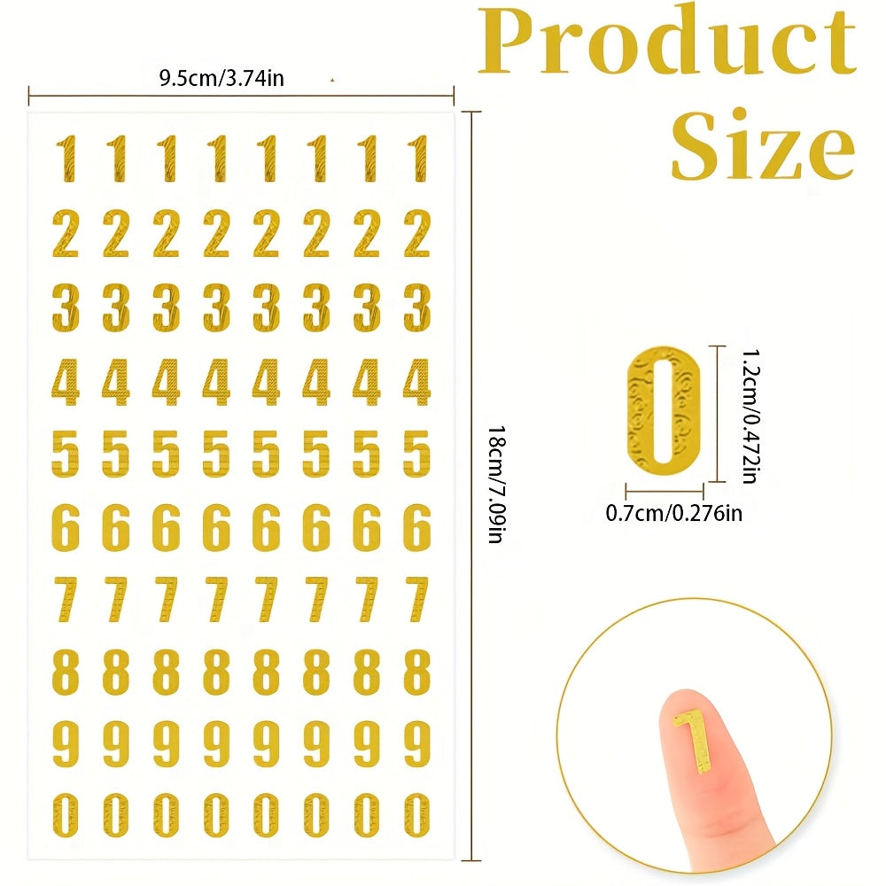 8 Sheets Golden Small Number Stickers 0-9 Self Adhesive for Graduation Cap DIY