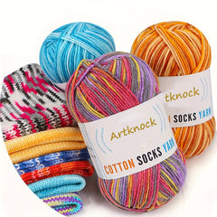 50g Multicolor Yarn + 2 Needles, Cotton Yarn for Knitting Crocheting