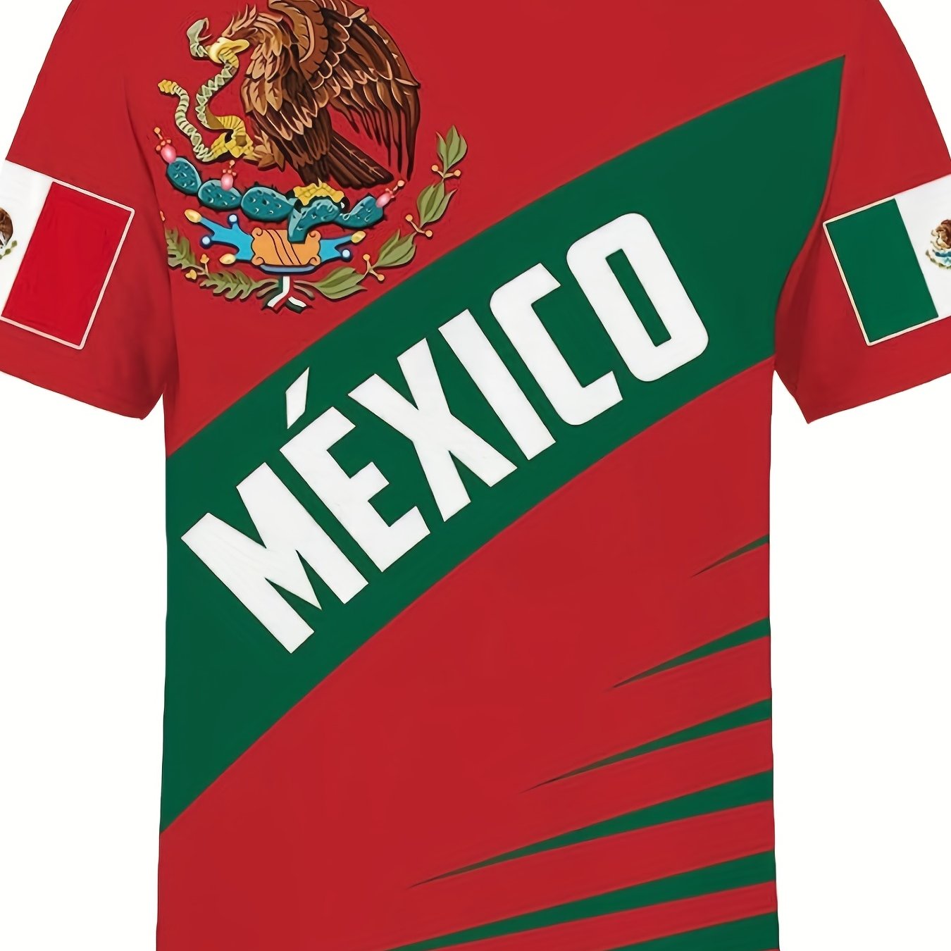 Men's Mexico & Eagle Print T shirt Casual Slightly Stretch 3D Print Tee