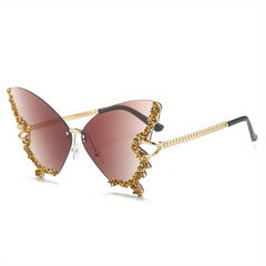Y2K Rhinestone Butterfly Sunglasses UV400 Sun Shades