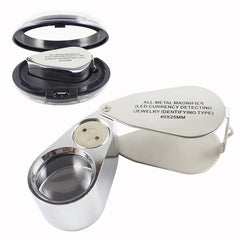 40X Portable Jewelry Loupe Magnifier LED UV Light Lamp