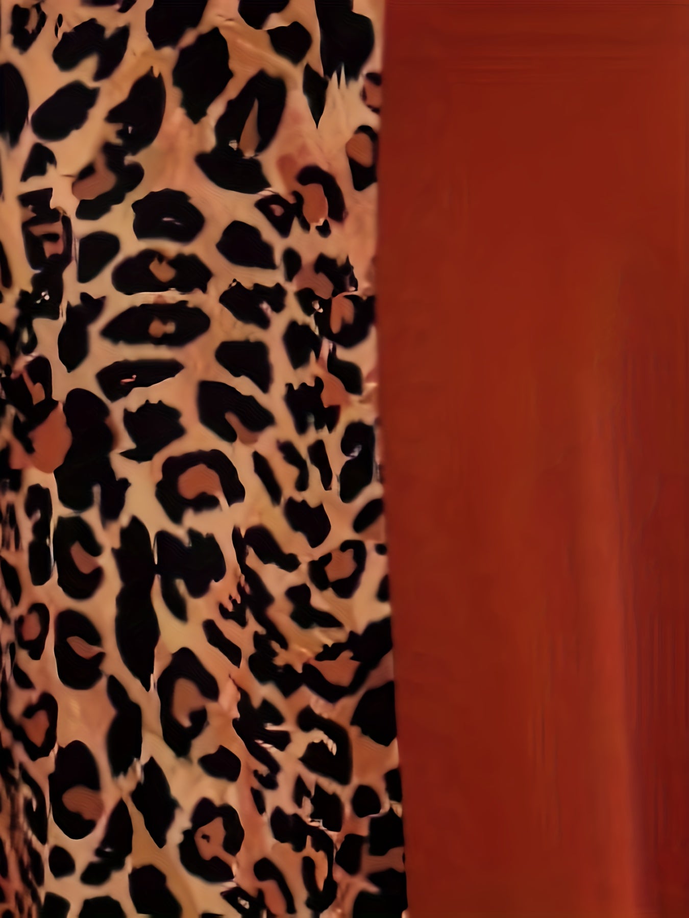  Colorblock Leopard Print Maxi Dress With Pockets