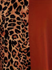  Colorblock Leopard Print Maxi Dress With Pockets