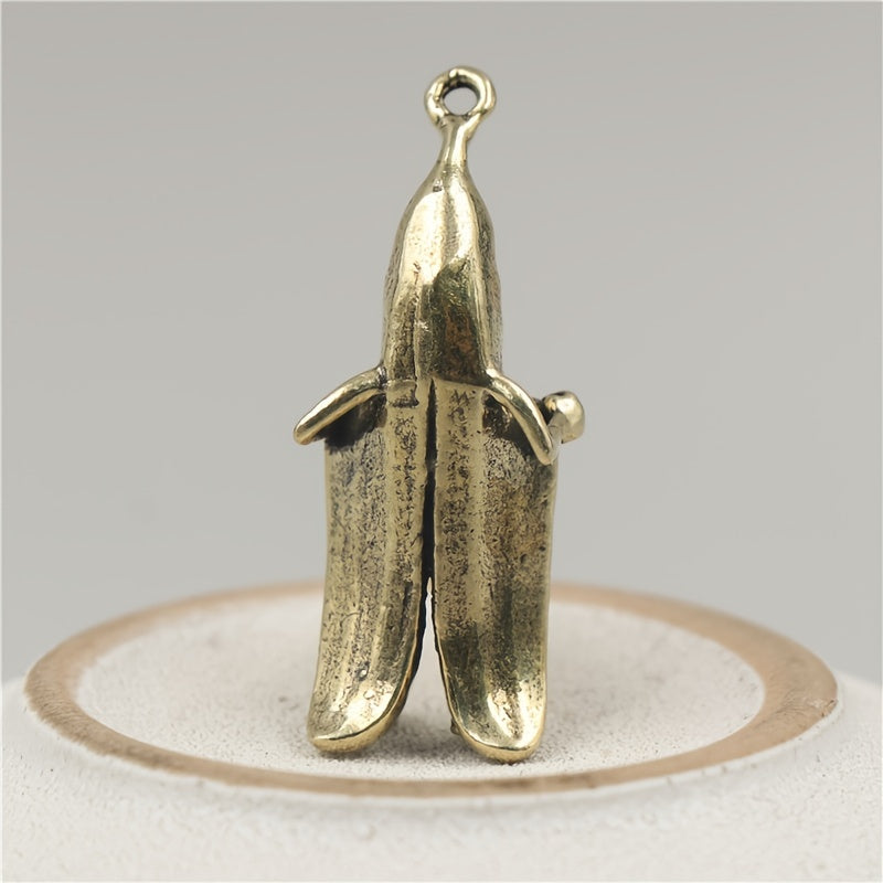 Brass Mini Banana Man Keychain Pendant for Luggage