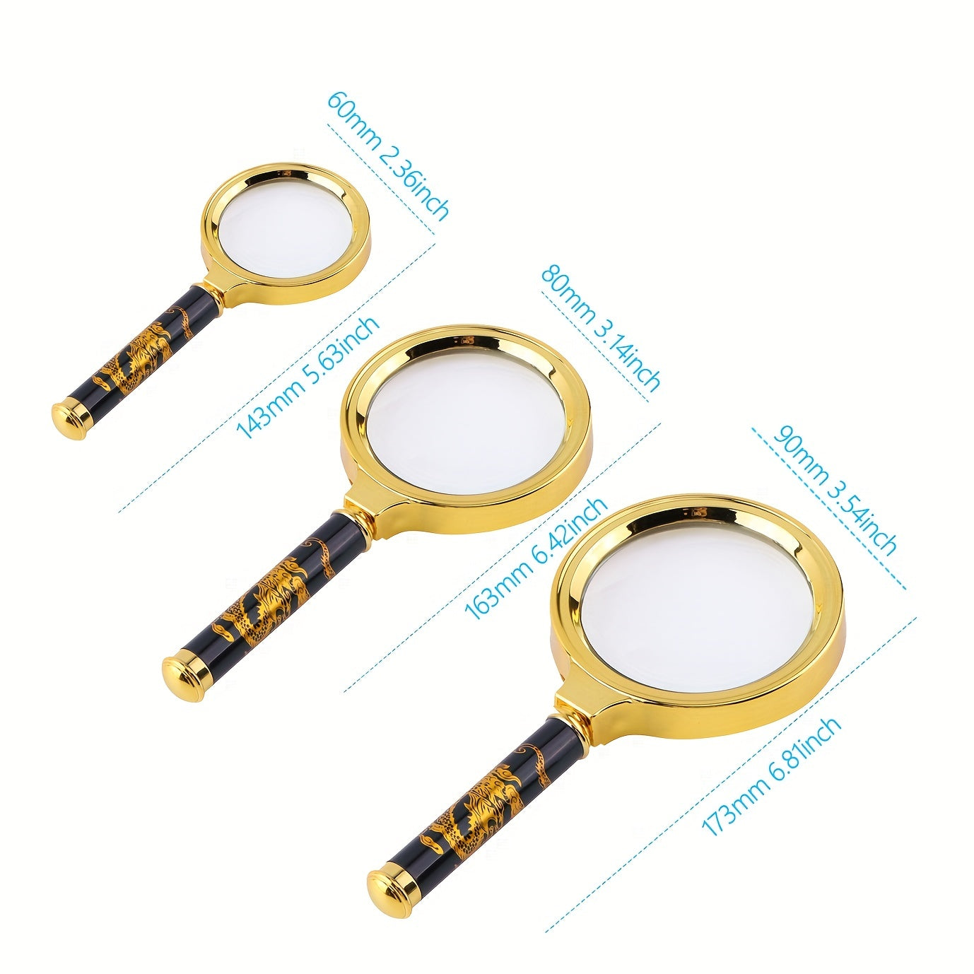 Handheld Magnifying Glass 80MM Magnifier Inspection Coins Rocks Map