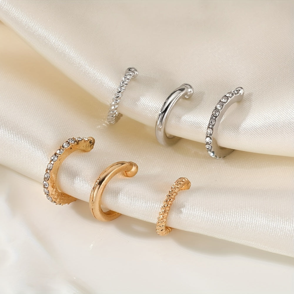 3-Piece Rhinestone Ear Cuff Set Sexy Style Alloy Jewelry