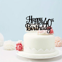 Happy 40th Birthday Cake Topper Glitter Cheers To 40 Years