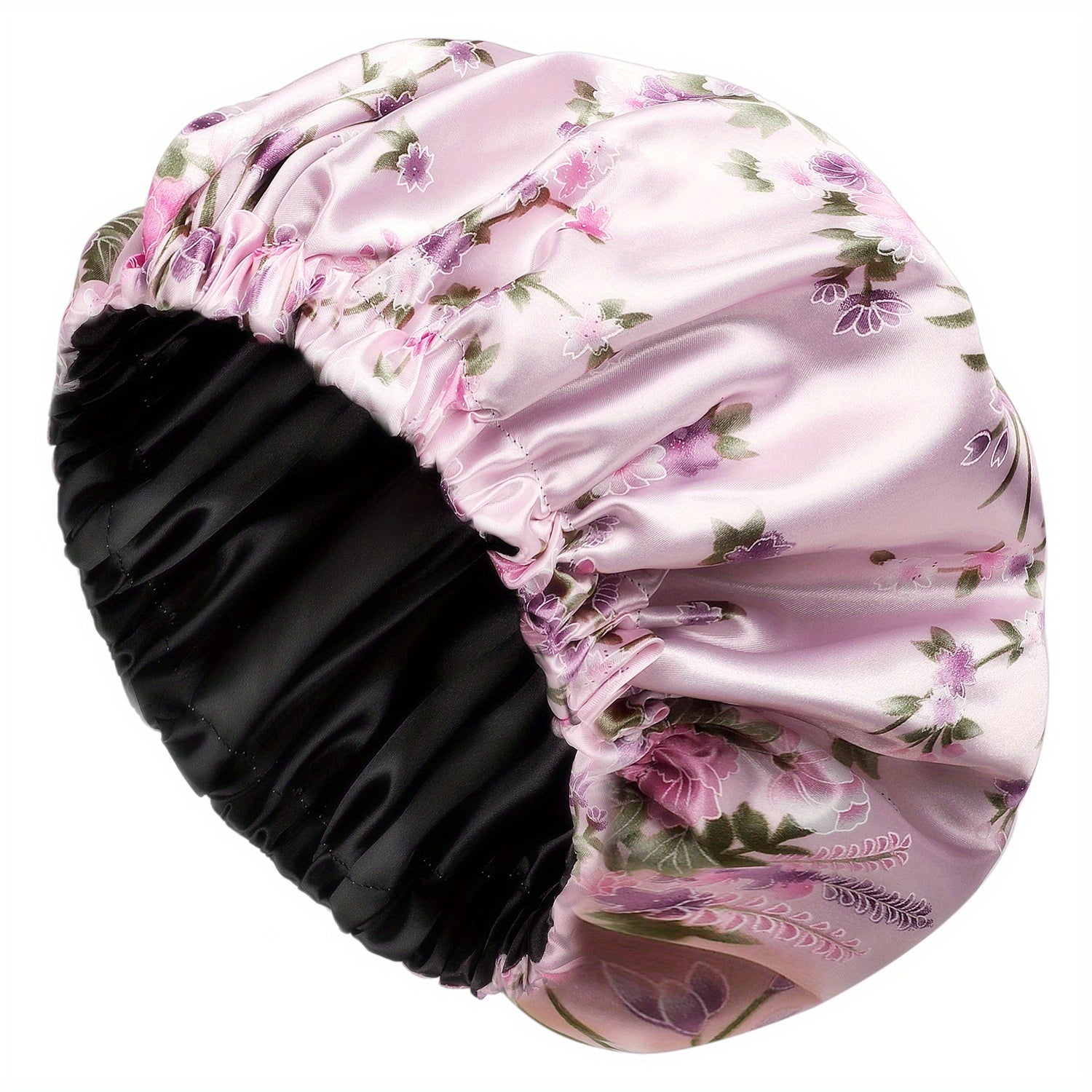Flower Printed Satin Hair Bonnet Cap for Women